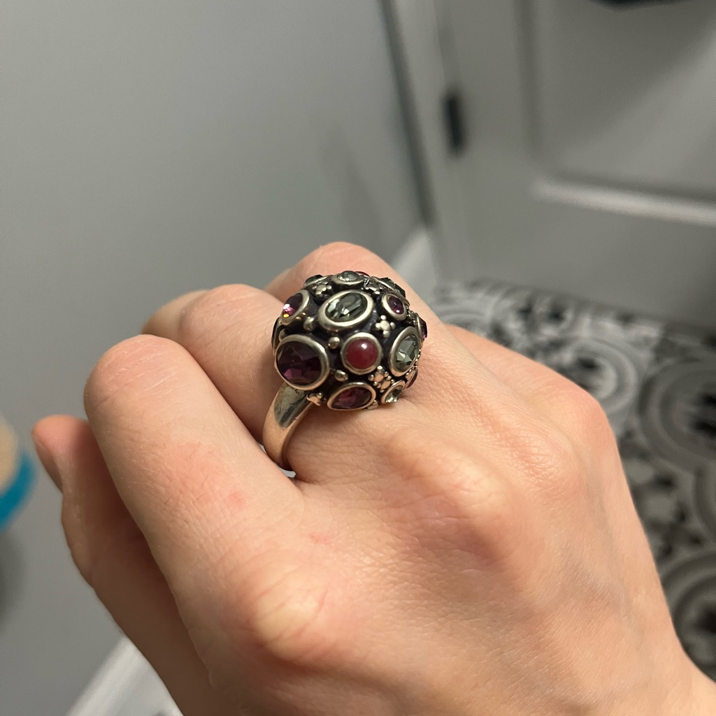 Barse Silver Dome Multistone Ring Size Approx 8